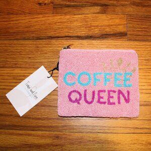 Twine and Love “Coffee Queen” Beaded Pouch | Pink Coin Purse